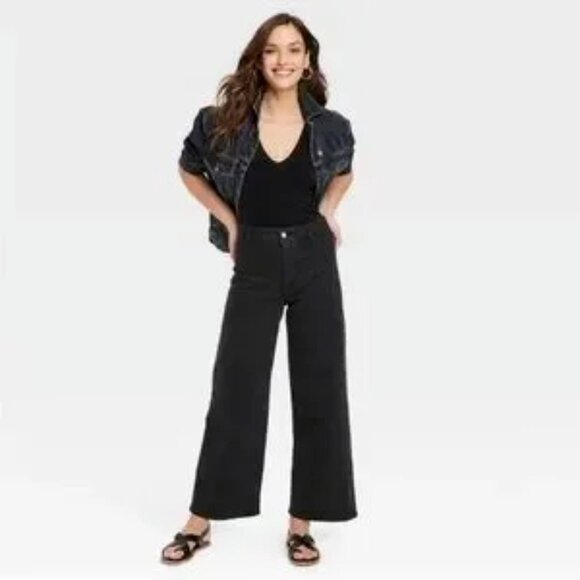 Universal Thread Denim - Universal Thread | High Rise Sailor Wide Leg Ankle Jeans Black